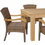 set 196 -- 43 x 94  inch rectangular dining table (tb-l041) & laz pozas stackable armchairs color grand cognac (cpw- 001)